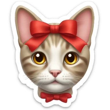 cat with a cute red bow sticker