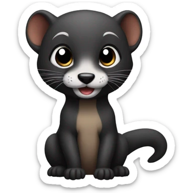 cute weasel black sticker