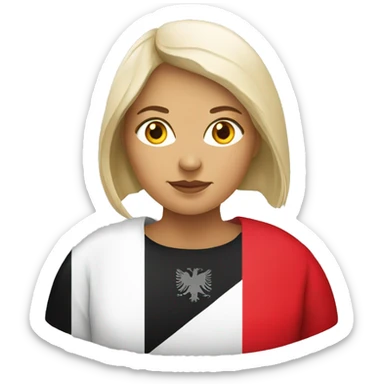a women with albania flag sticker