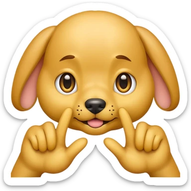 yellow emoji with puppy eyes and two finger pointing at one another finger sticker
