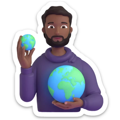 godlike man holding the Earth, glowing aura sticker