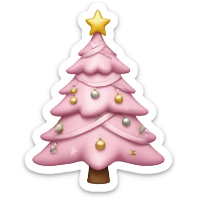 Pastel pink decorated Christmas tree sticker