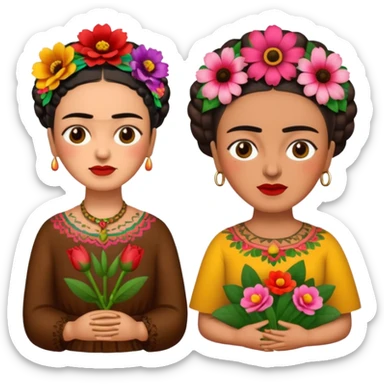 defferent emojis of Frida Kahlo in style of her artworks  sticker