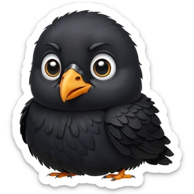 really cute adorable baby crow massive cute eyes little beak sticker