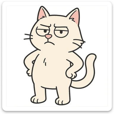 white cat in flat toon style sticker