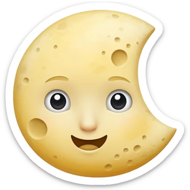 A half moon with a curious expression sticker