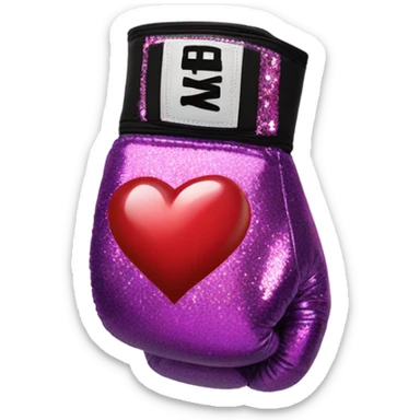 Punk boxing gloves with hearts and glitter sticker