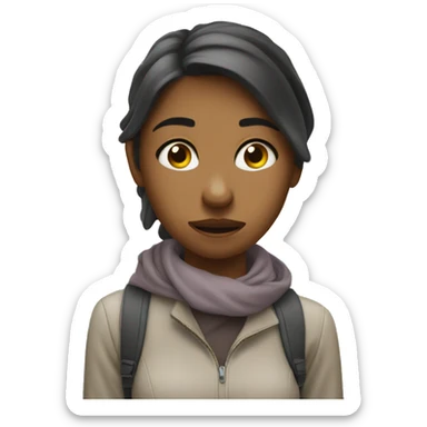 Overwhelmed university girl in front of university  sticker