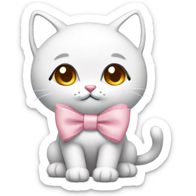 kitty wearing a light pink bow sticker