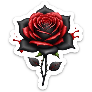 black rose with blood splatter sticker