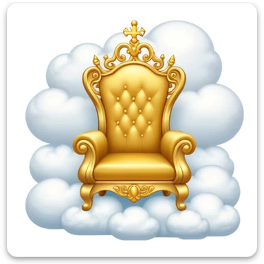 A majestic golden throne sitting on fluffy white clouds sticker