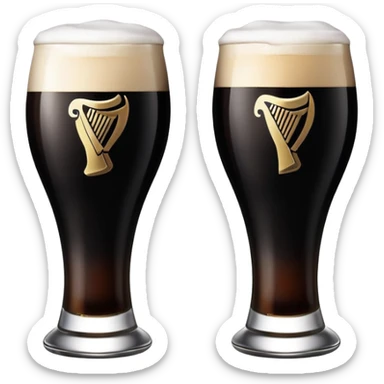 2 glasses of Guiness clanking together for a cheers sticker