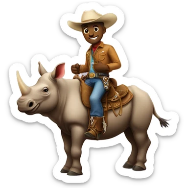 cowboy on a rhino  sticker