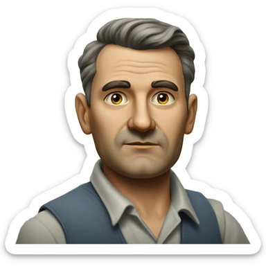 photorealistic serious soviet worker 1950 sticker