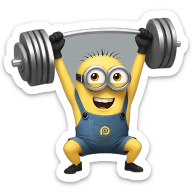 minion Lifting weights  laughs a lot  sticker