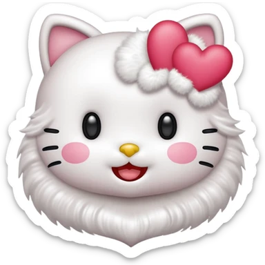 Połącz mi zwykłe hello kitty na białym tle, ale żeby ono wyglądało jak ta emotka: 🥰 sticker