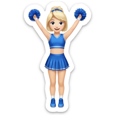 give me a full-length cheerleader with blue pom poms  sticker