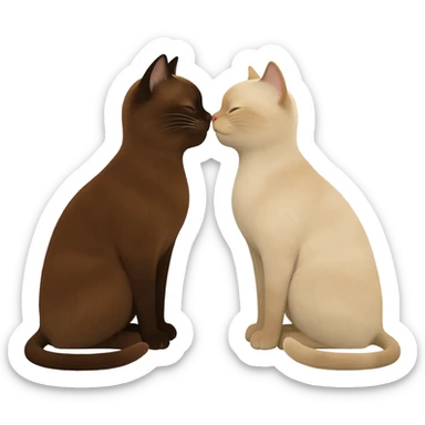 Realistic Brown and light beige cats are kissing sticker