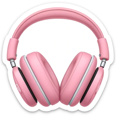 Create a pink happy circle emoji who listens to music on AirPods Max make them always this style  sticker