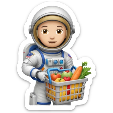 astronauta con canasta para hacer compras vacía sticker