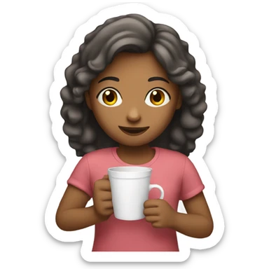 A girl with a cup in her hand sticker