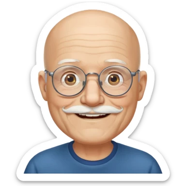 old man bald with beard and glasses sticker