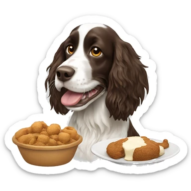 springer spaniel eating sticker