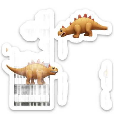 Cute dino are made from piano keys.  sticker