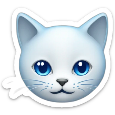 Blue simplistic sketch of a cute cat face sticker