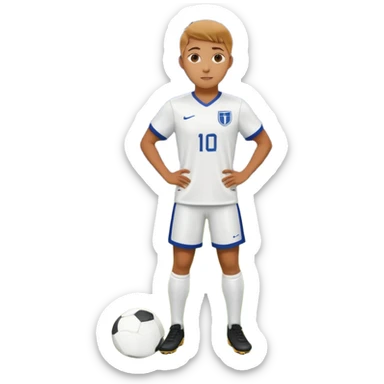 Undergraduate soccer player on college field, focused look, campus stadium lights, cinematic, realistic sticker