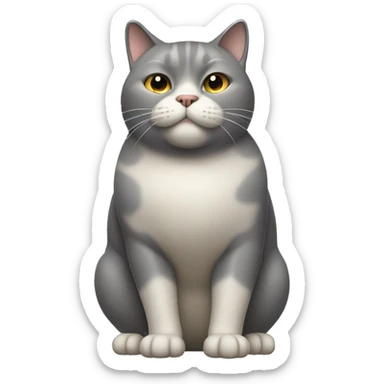 all gray fat cat with a beige spot on the right side of the chin full body sticker
