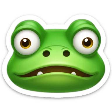 green cute angry frog head sticker