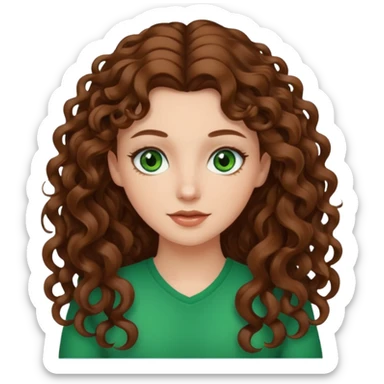 white girl with long curly brown hair sticker