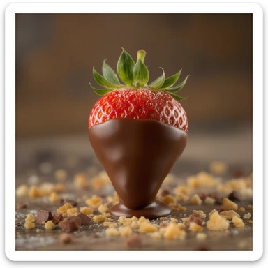 a strawberry dipped in chocolate, realistic style, high detail, professional photography sticker