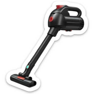 black handheld mini vacuum cleaner shaped like a gun that has a narrow pointed end sticker