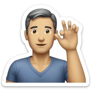 a man presses a button sticker