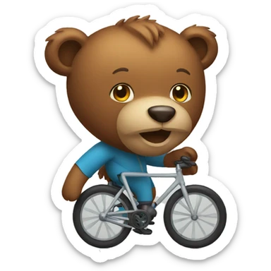 an emoji bear cycling sticker