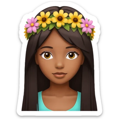 An black girl beatful with strait hai sticker