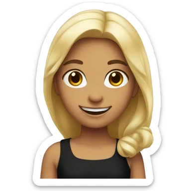 smiling girl in black dress sticker