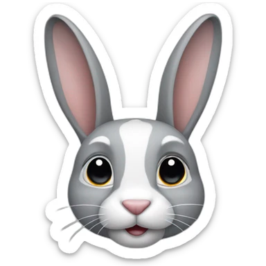 rabbit with gray nose and ears sticker