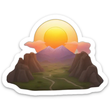 the sun setting behind the mountains sticker