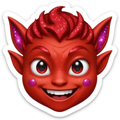 red glitter smilling imp sticker