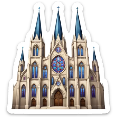 gothic cathedral with stained glass windows and spires sticker