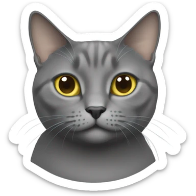 Chartreux cat sitting gracefully, showing its full face, neck, and upper chest area. sticker