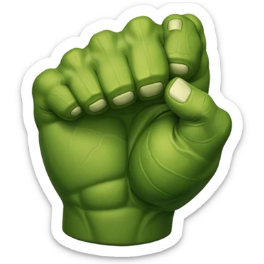 big muscular green cool hulks fist with 5 fingers sticker