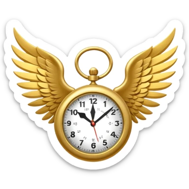 A CLOCK WIHT WINGS MID FLIGHT sticker