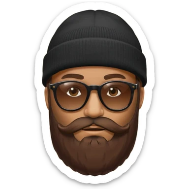 Guy with a really huge beard wearing  sunglasses and a black beanie  sticker