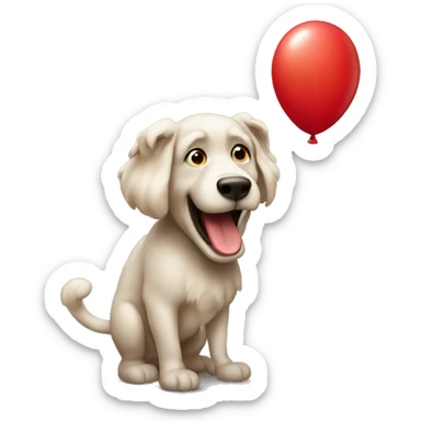 Make an emoji that creative a little silly of an animal with a red balloon sticker