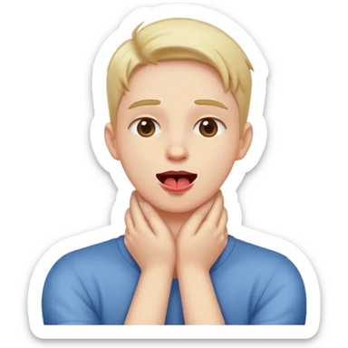 person holding neck crossed hands tongue out  sticker