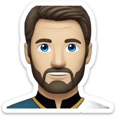 Star Trek Handsome white man from Star Trek with Blue eyes and short brown hair and black beard startrek sticker